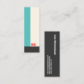 Moderne türkisfarbene Strip-Mini-Visitenkarte Mini Visitenkarte (Vorne/Hinten)
