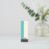 Moderne türkisfarbene Strip-Mini-Visitenkarte Mini Visitenkarte (Stehend Vorderseite)