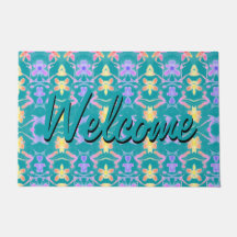 Moderne türkisfarbene Türmatte mit Hübschem Muster