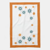 Moderne türkisfarbene und orangefarbene Sternexplo Geschirrtuch (Vertikal)