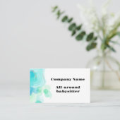 Moderne türkisfarbene und weiße Babysitter Visitenkarte (Stehend Vorderseite)