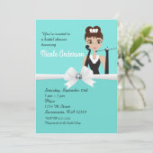 Moderne türkisfarbene Verlobung Chic Brautparty Einladung (Stehend Vorderseite)