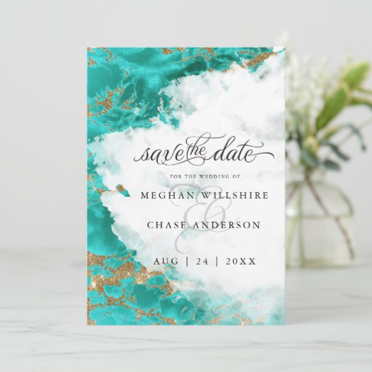 Moderne türkisfarbene Wasserfarbengeode BarefootBr (Stehend Vorderseite)