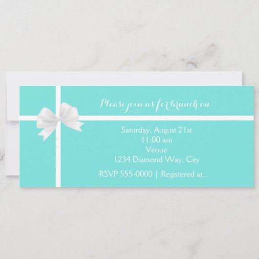 Moderne Turquoise Brautparty Box mit Bow Einladung (Rückseite)