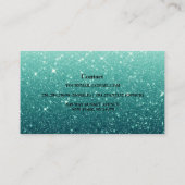 Moderne Turquoise Glitzer Business Card Visitenkarte (Rückseite)