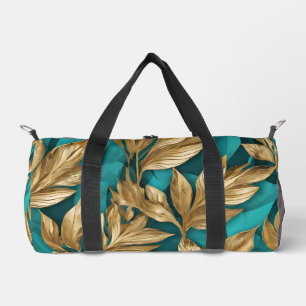 Moderne Turquoise Gold Boho Blätter Collection Duffle Bag