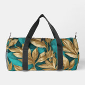 Moderne Turquoise Gold Boho Blätter Collection Duffle Bag (Rückseite)