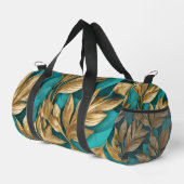 Moderne Turquoise Gold Boho Blätter Collection Duffle Bag (Rechte Ecke)