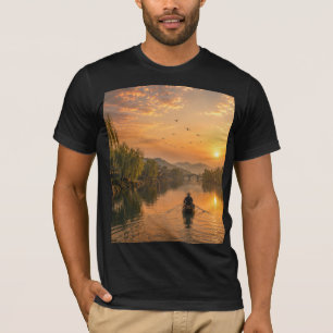 Moderne Tuschwasch-Flusslandschaft T-Shirt