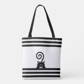 Moderne Tuxedo Wild Cat auf Schwarz & Weiß Tasche (Rückseite)