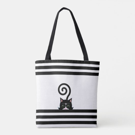 Moderne Tuxedo Wild Cat auf Schwarz & Weiß Tasche (Rückseite)