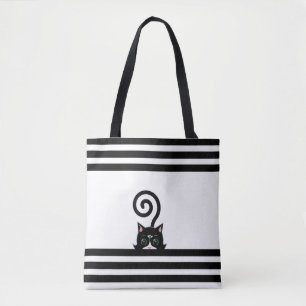 Moderne Tuxedo-Wildkatze auf Schwarz & Weiß Tasche