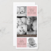 Moderne Twin Girls Foto Baby Birth Ankündigung (Vorne/Hinten)