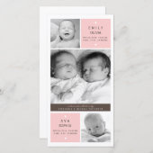 Moderne Twin Girls Foto Baby Birth Ankündigung (Vorne/Hinten)