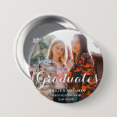 Moderne Twin Graduate Script Classic Foto Button (Vorne & Hinten)