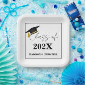 Moderne Twin Graduation Party für Lässiges Skript Pappteller (Party)