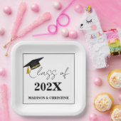 Moderne Twin Graduation Party für Lässiges Skript Pappteller (Party)