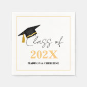 Moderne Twin Graduation Party für Lässiges Skript Serviette (Vorderseite)