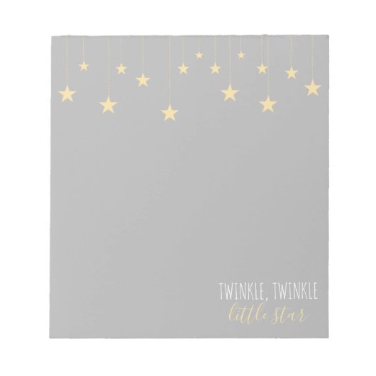 Moderne Twinkle Little Star Baby Dusche Notizblock (Vorderseite)