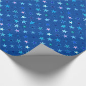 Moderne Twinkler Stars, Cobalt Blue und Türkis Geschenkpapier (Ecke)
