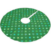 Moderne Twinkler Stars, Smaragd und Limettengrün Polyester Weihnachtsbaumdecke (Schrägansicht)