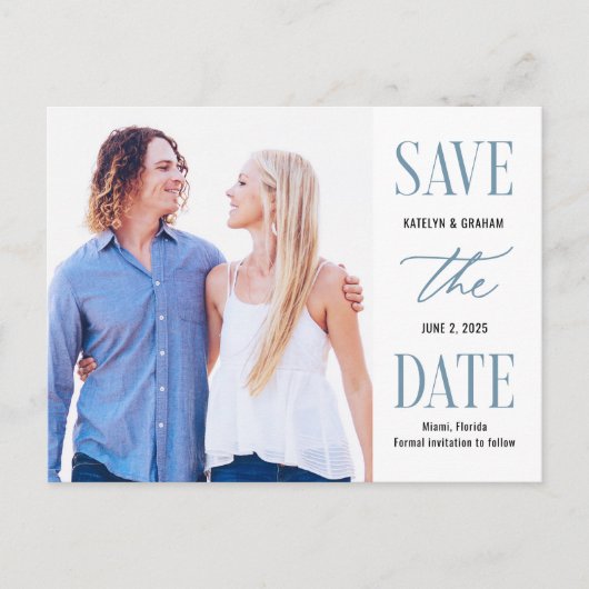 Moderne, TYP EDITABLE FARBE Save the Date Postkart Postkarte (Vorderseite)