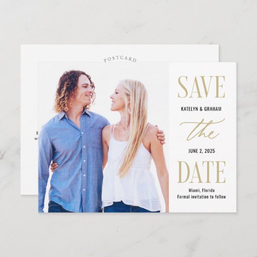 Moderne, TYP EDITABLE FARBE Save the Date Postkarte (Vorne/Hinten)