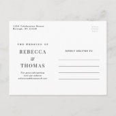 Moderne Typennamen Einfache Hochzeit von Fotos Einladungspostkarte (Rückseite)