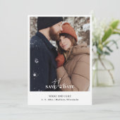 Moderne Typografie 2 Foto Einfache Hochzeit Save The Date (Stehend Vorderseite)