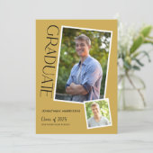 Moderne Typografie 2 Foto Graduation Party Einladung (Stehend Vorderseite)