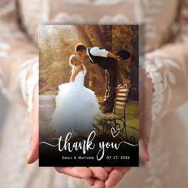 Moderne Typografie 2 Foto Hochzeit Dankeschön Kart Dankeskarte