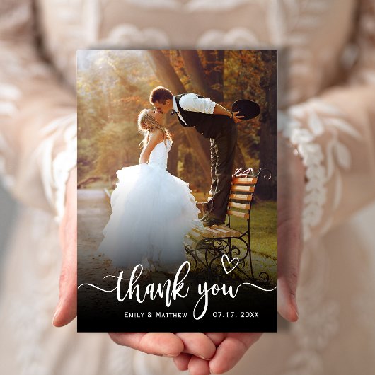 Moderne Typografie 2 Foto Hochzeit Dankeschön Kart Dankeskarte