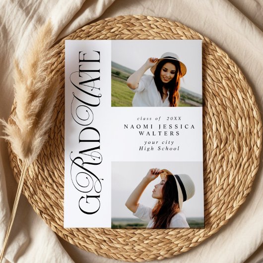 Moderne Typografie 2 Fotos Eleganter Abschluss Einladung