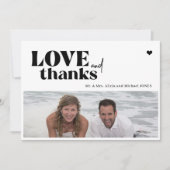 Moderne Typografie 2 Fotos Hochzeit danke Einladung (Vorderseite)