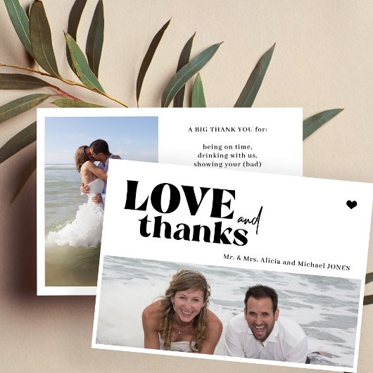 Moderne Typografie 2 Fotos Hochzeit danke Einladung