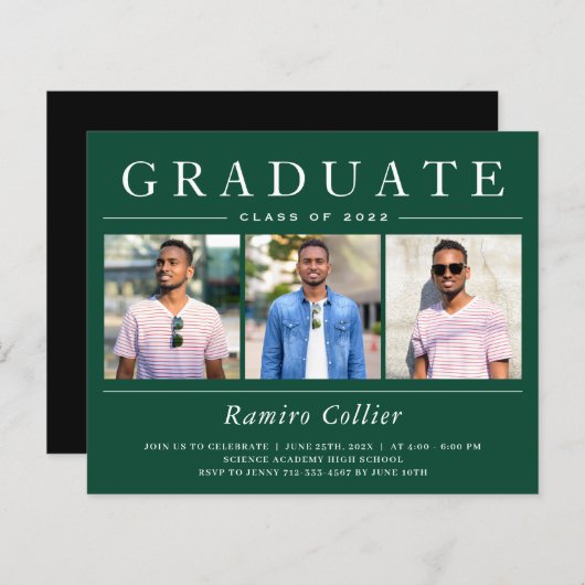 Moderne Typografie 3 Foto Abschluss Celebration (Vorne/Hinten)