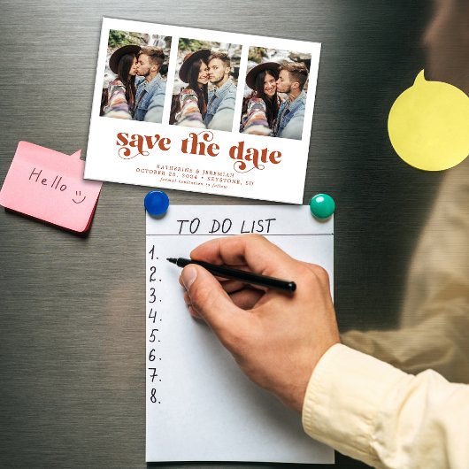 Moderne Typografie 3 Foto Save the Date Magneteinladung