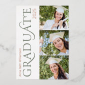 Moderne Typografie 3 Foto Studium Party Folieneinladung (Vorderseite)