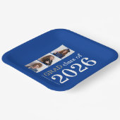 Moderne Typografie 3 Fotos Blue 2025 Abschluss Pappteller (Gewinkelt)