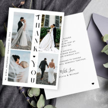 Moderne Typografie 4 Foto Hochzeit danke Karte