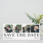 Moderne Typografie 4 Fotos Hochzeit Save The Date (Stehend Vorderseite)