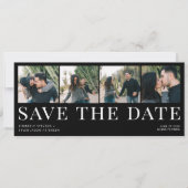 Moderne Typografie 4 Fotos Schwarze Hochzeit Save The Date (Vorderseite)