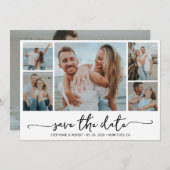 Moderne Typografie 5 Foto Collage Wedding Save The Date (Vorne/Hinten)