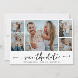 Moderne Typografie 5 Foto Collage Wedding Save The Date