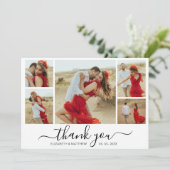 Moderne Typografie 5 FotoCollage Danke Karte (Stehend Vorderseite)