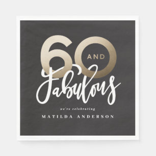 Moderne Typografie 60. Geburtstag schwarz und gold Serviette
