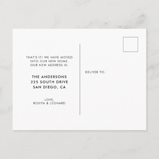 Moderne Typografie-Ankündigung Postkarte (Rückseite)