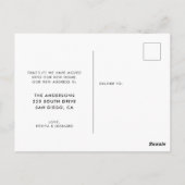 Moderne Typografie-Ankündigung Postkarte (Rückseite)