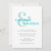 Moderne Typografie Aqua Wedding Einladung (Vorderseite)