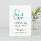 Moderne Typografie Aqua Wedding Einladung (Stehend Vorderseite)